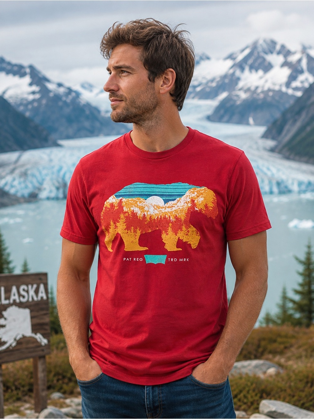 Levi’s Men’s Bear Landscape Graphic T-Shirt – Size Medium (like new)